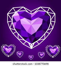Heart precious stone. Heart low poly.
