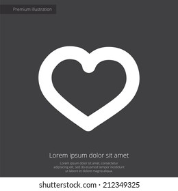 heart premium illustration icon, isolated, white on dark background, with text elements 