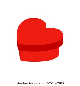 Heart Present Box Isometric Object. Vector Illustration of Gift Love Sign Isometry. 