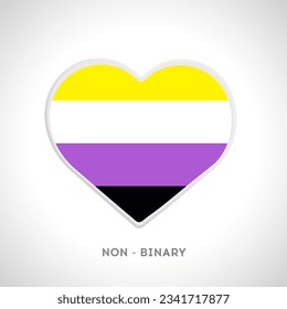 Heart with pride flag colors. Non binary flag