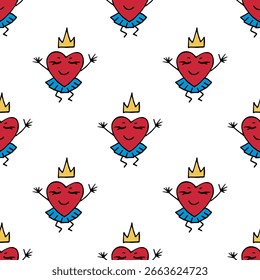 the heart of a princess on a white background. seamless pattern.