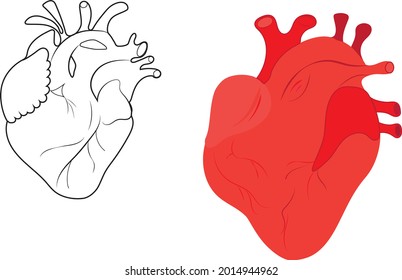 Heart print in graphics and color. Freehand heart illustration