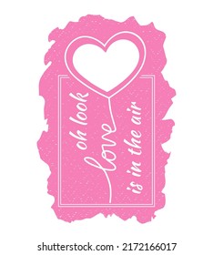 Heart print on t shirt. Slogan about love on Tshirt. Pink romantic drawing pattern isolated on white background. Typography design for girl prints. Graphic patern. Hand drawn font. Vector illustration