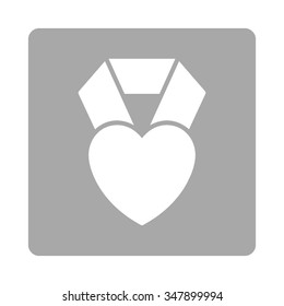 Heart Prize vector icon. Style is flat rounded square button, white and silver colors, white background.