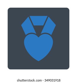 Heart Prize vector icon. Style is flat rounded square button, smooth blue colors, white background.