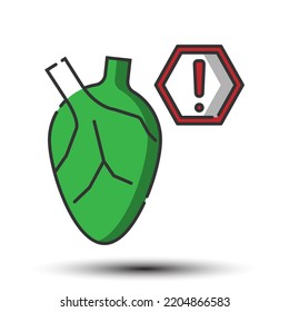 Heart problem filled line icon, part of body and healtcare concept 128x128 pixel perfect icon, on the white background for website UI media, mobile application, poster design