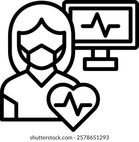 Heart Problem Icon Line Vector Illustration
