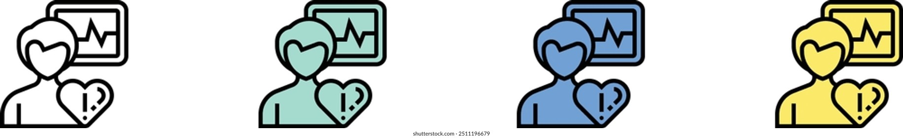 heart problem icon. Outline, Green, Blue and Yellow Style Design Isolated On White Background