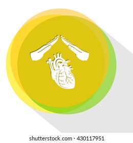 protección del corazón. Plantilla de Internet. Icono del vector.