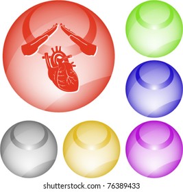 Heart protect. Vector interface element.