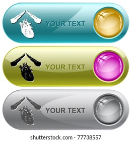 Heart protect. Vector internet buttons.