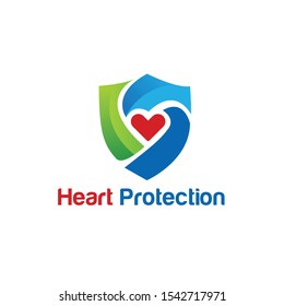 Heart Protection logo, shield with heart logo Logo Template Design Vector, Emblem, Design Concept, Creative Symbol, Icon