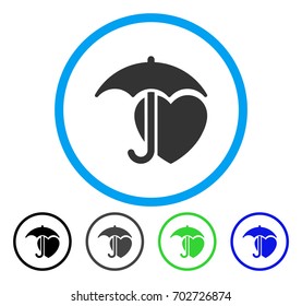 Heart Protection rounded icon. Vector illustration style is a flat iconic symbol inside a circle, black, gray, blue, green versions. Designed for web and software interfaces.