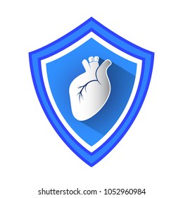 Heart Protection Shield Vector Icon.