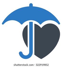 Heart Protection vector icon. Style is bicolor flat symbol, smooth blue colors, rounded angles, white background.