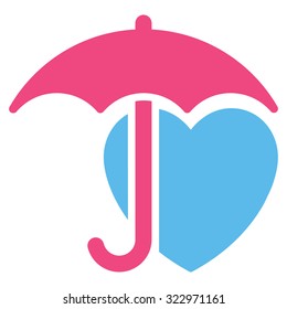 Heart Protection vector icon. Style is bicolor flat symbol, pink and blue colors, rounded angles, white background.