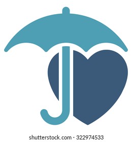 Heart Protection vector icon. Style is bicolor flat symbol, cyan and blue colors, rounded angles, white background.