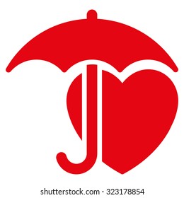 Heart Protection vector icon. Style is flat symbol, red color, rounded angles, white background.