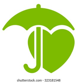 Heart Protection vector icon. Style is flat symbol, eco green color, rounded angles, white background.