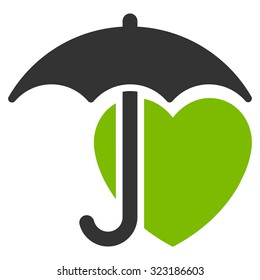 Heart Protection vector icon. Style is bicolor flat symbol, eco green and gray colors, rounded angles, white background.