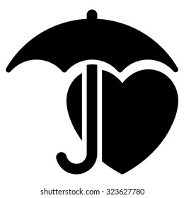 Heart Protection vector icon. Style is flat symbol, black color, rounded angles, white background.