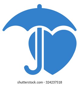 Heart Protection vector icon. Style is flat symbol, cobalt color, rounded angles, white background.