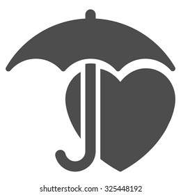 Heart Protection vector icon. Style is flat symbol, gray color, rounded angles, white background.