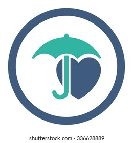 Heart Protection vector icon. Style is bicolor flat rounded symbol, cobalt and cyan colors, rounded angles, white background.