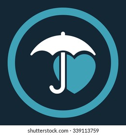 Heart Protection vector icon. Style is bicolor flat rounded symbol, blue and white colors, rounded angles, dark blue background.