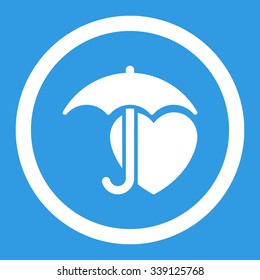 Heart Protection vector icon. Style is flat rounded symbol, white color, rounded angles, blue background.