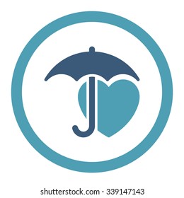 Heart Protection vector icon. Style is bicolor flat rounded symbol, cyan and blue colors, rounded angles, white background.
