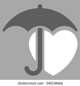 Heart Protection vector icon. Style is bicolor flat symbol, dark gray and white colors, rounded angles, silver background.