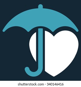 Heart Protection vector icon. Style is bicolor flat symbol, blue and white colors, rounded angles, dark blue background.