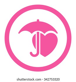 Heart Protection vector icon. Style is flat rounded symbol, pink color, rounded angles, white background.