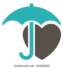 Heart Protection vector icon. Style is bicolor flat symbol, grey and cyan colors, rounded angles, white background.