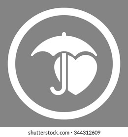 Heart Protection vector icon. Style is flat rounded symbol, white color, rounded angles, gray background.
