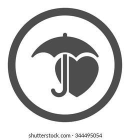 Heart Protection vector icon. Style is flat rounded symbol, gray color, rounded angles, white background.