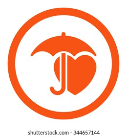 Heart Protection vector icon. Style is flat rounded symbol, orange color, rounded angles, white background.