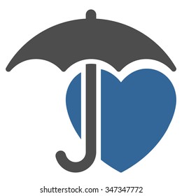 Heart Protection vector icon. Style is bicolor flat symbol, cobalt and gray colors, rounded angles, white background.
