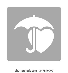 Heart Protection vector icon. Style is flat rounded square button, white and silver colors, white background.