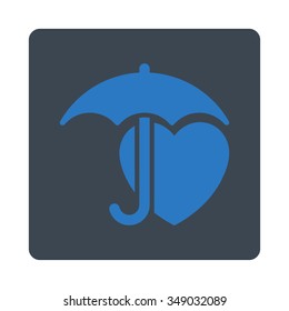 Heart Protection vector icon. Style is flat rounded square button, smooth blue colors, white background.