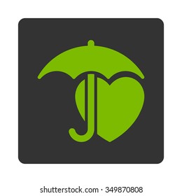 Heart Protection vector icon. Style is flat rounded square button, eco green and gray colors, white background.