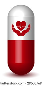Heart Protective Pill - Capsule with Heart in Hands