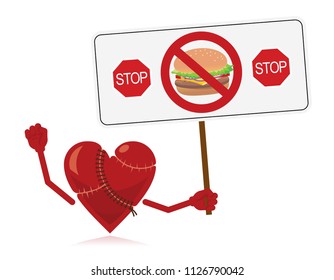 heart protest against hamburger
