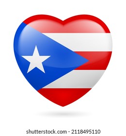 Heart with Puerto Rico Flag Colors. I Love Puerto Rico