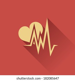 Heart pulsating icon, Flat style, vector