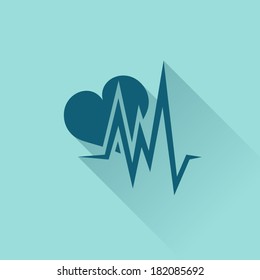 Heart pulsating icon, Flat style, vector