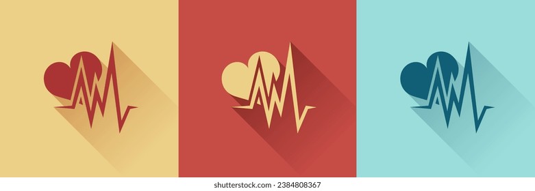 Heart pulsating icon, Flat style, Vector template design emblem logo, Business technology universal idea, Vector illustration