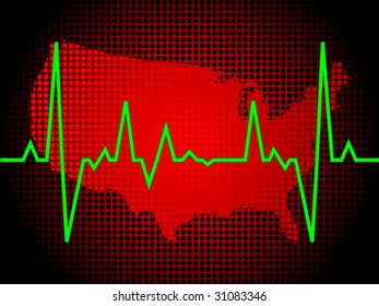 heart pulse of america vector illustration