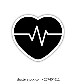 Heart Pulse Beat - black vector icon with shadow